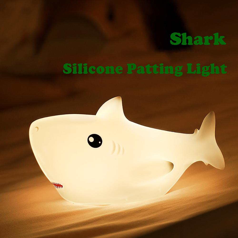 Silicone Lamp, Colorful Nightlight with Shark Shaped Design, Tap Control Atmosphere Light, Home Decoration Holiday Gift for Kids