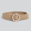 Boho Belt Vacation Style Natural Round Buckle Shell Pp Grass Elastic Women's Belt