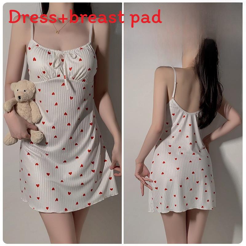 Pure Desire Lace Sleep Dress With Deep V Neck Plus Padded For Lounge And Sleep