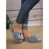 Women's Heart Shaped Flat Faux Rabbit Fur Slippers, Casual Indoor Home Footwear, Plus Size Warm Comfortable Slip On House Shoes