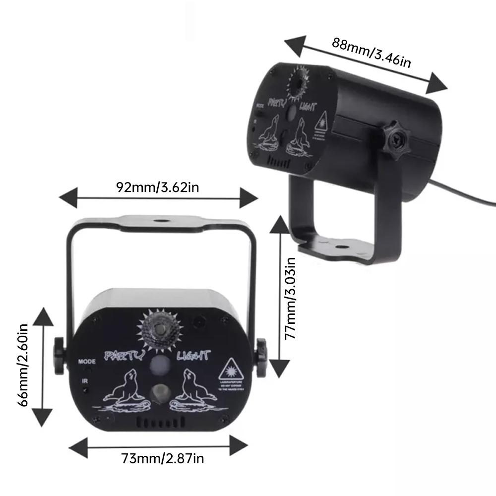 60 patterns Mini DJ Disco Light Party Stage Lighting Effect Voice Control USB Laser Projector Strobe Lamp for Home Dance Floor