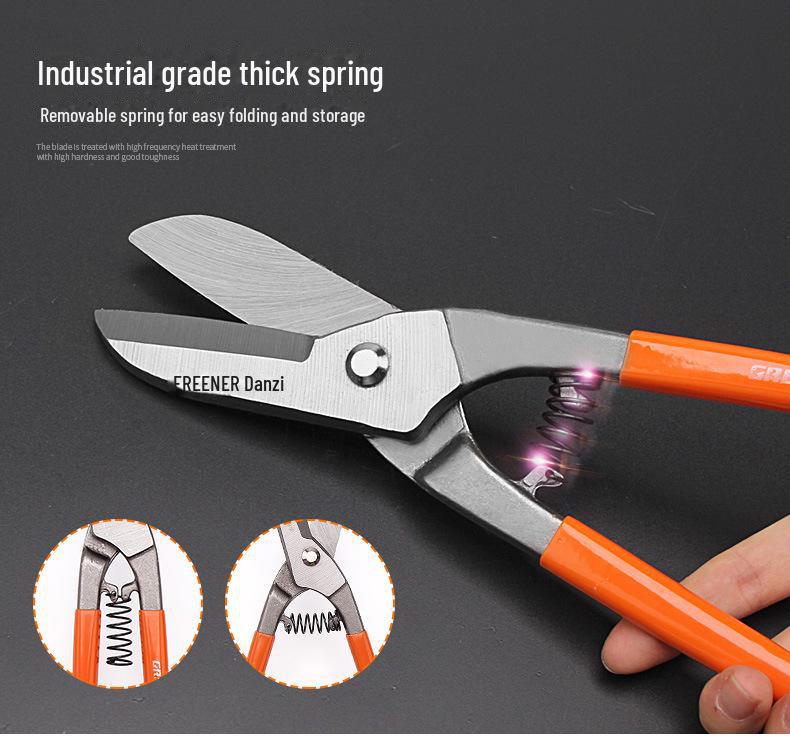 Green Forest Metal Cutting Scissors: Steel, Tin, Iron, German-American Design