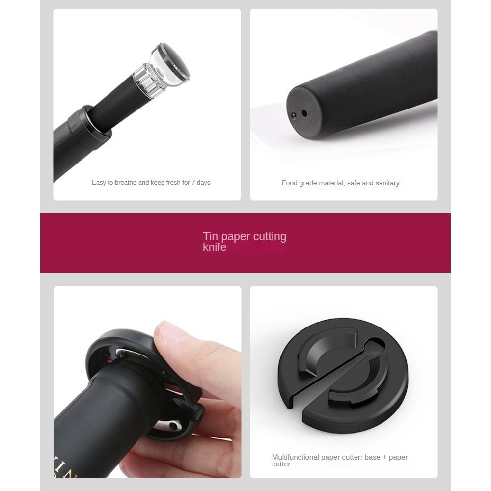 Apribottiglie multifunzionale 2-in-1 apribottiglie manuale per vino rosso e champagne set da degustazione per uso domestico, nero di alta qualità.