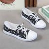 Printing Lace Up Women's Canvas Shoes Flat Spring Autumn Ladies Footwear Deals Cotton Original Korean Y2k Fashion 2025 Trends 39