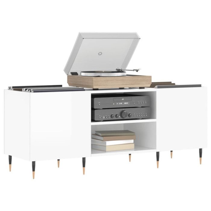 VidaXL Record Cabinet High Gloss White 121x38x48 Cm Engineered Wood 831670