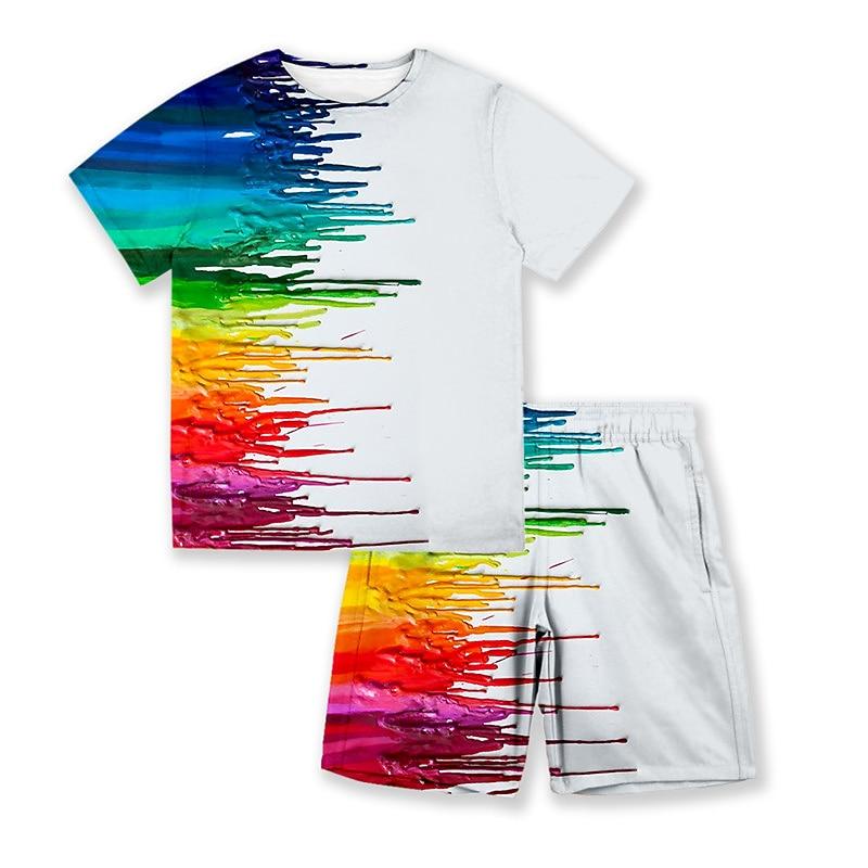 

Boys 3D Gradient Ramp T-shirt & Shorts Clothing Set Short Sleeve Summer Spring Sports Fashion Cool Kids 3-13 Years 150cm