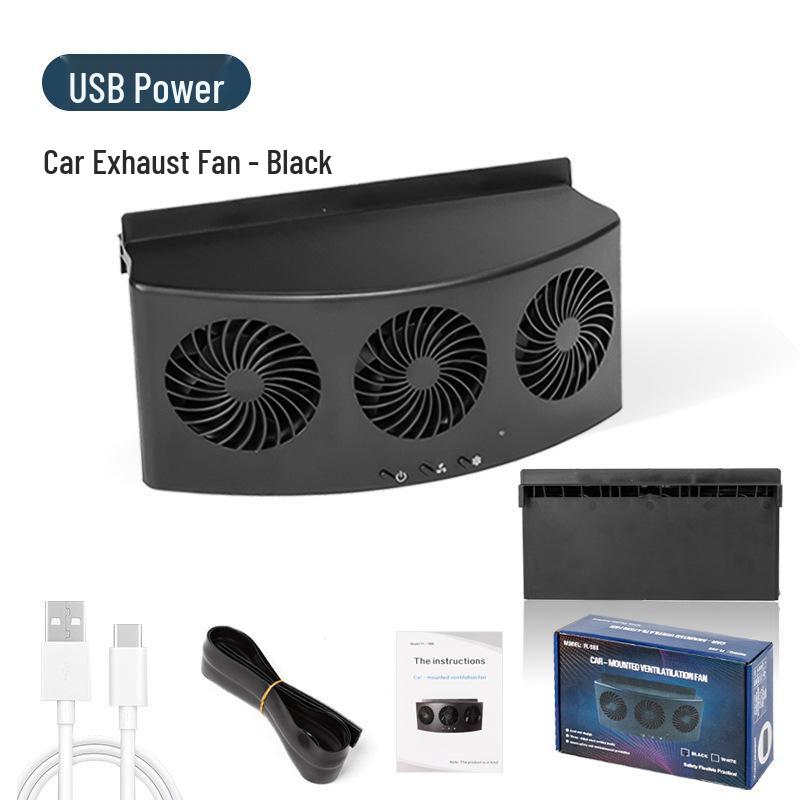Solar-Powered Car Ventilation Fan for Window Exhaust and Interior Cooling