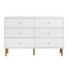 Modern 6-Drawer Chest, White Storage Chest with Zinc Alloy Handles & Steel Legs, 120×40×78cm MDF Cabinet for Bedroom, Living Room, Entryway