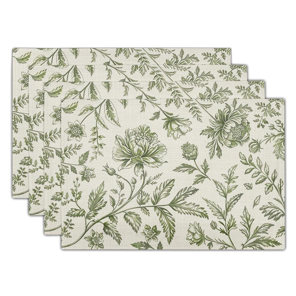 Sunflower Placemats Set of 4 18x12 Inch Summer Fruit Black and White Buffalo Plaid Linen Place Mats Wipeable Yellow Floral Table Mat