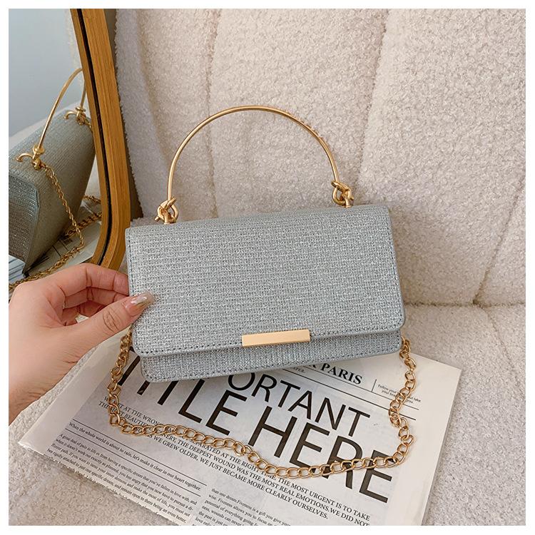 2025 New Casual Fashion Trend Simple Chain Fashion Metal Portable Shoulder Crossbody Small Square Bag