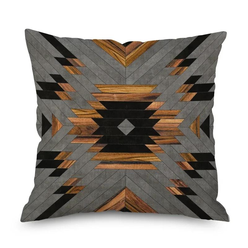 Home Decor Nordic Christmas Brown Geometric Ornament Pillowcase Sofa Chair Printed Car Cushion Cover funda de almohada