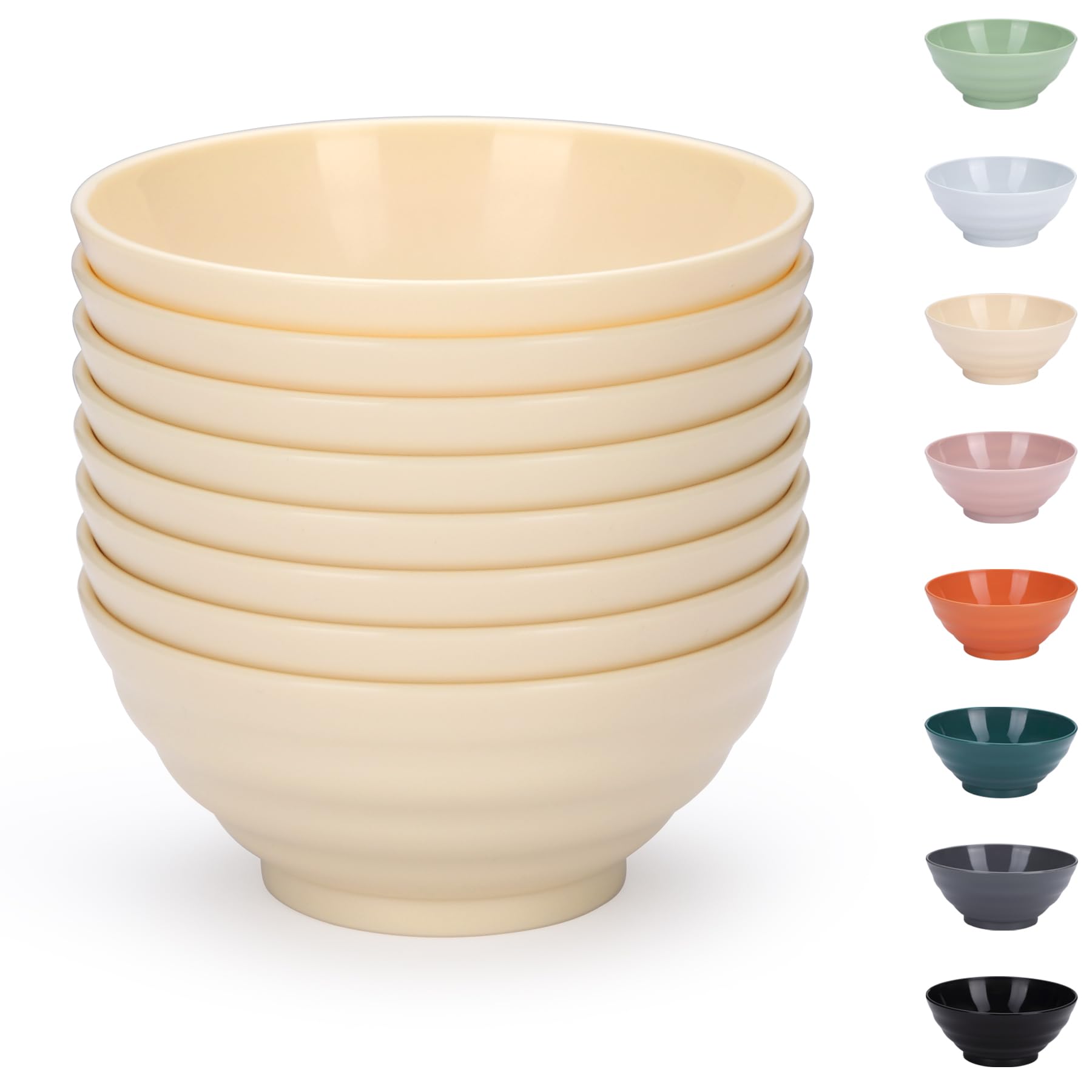 

Evanda Bowls, Set of 8, Cheese White, Approx. 750ml Capacity, Unbreakable Dishes and Bowls, PP Plastic, Polypropylene, Perfect for Cereal, Salad,