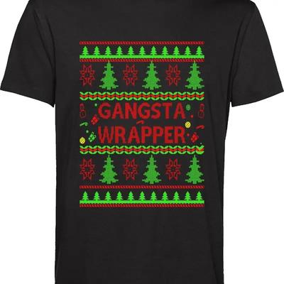 Gangsta Wrapper T Shirt Holiday Time Ugly Christmas Xmas