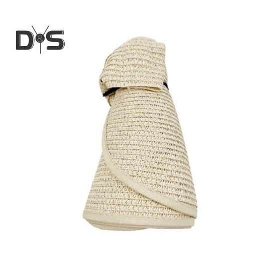 Outdoor Ladies Hat Empty Top Foldable Large Brim Bow Decor Sun Protection Anti-UV Beach Straw Cap Gardening Fishing Travel Hat