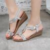 Women's Shoes Summer New Bohemia Wedge Women Sandals Rhinestone Woman Flip Flops Vintage Women Shoes Beach