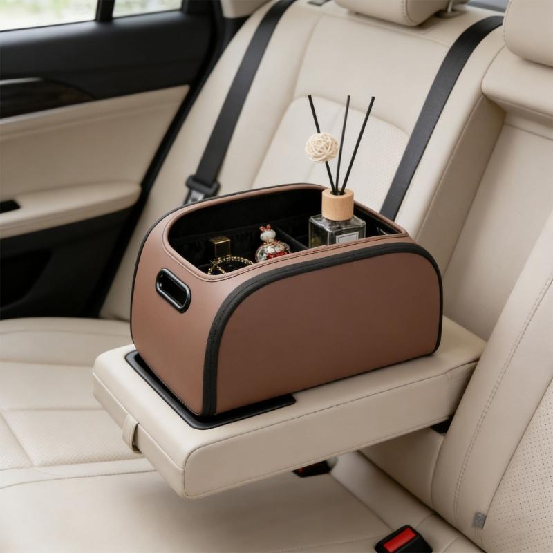 High Quality Leather Auto Storage Box For Front Seat Back Offering Spacious Design And Sturdy Mixed Construction