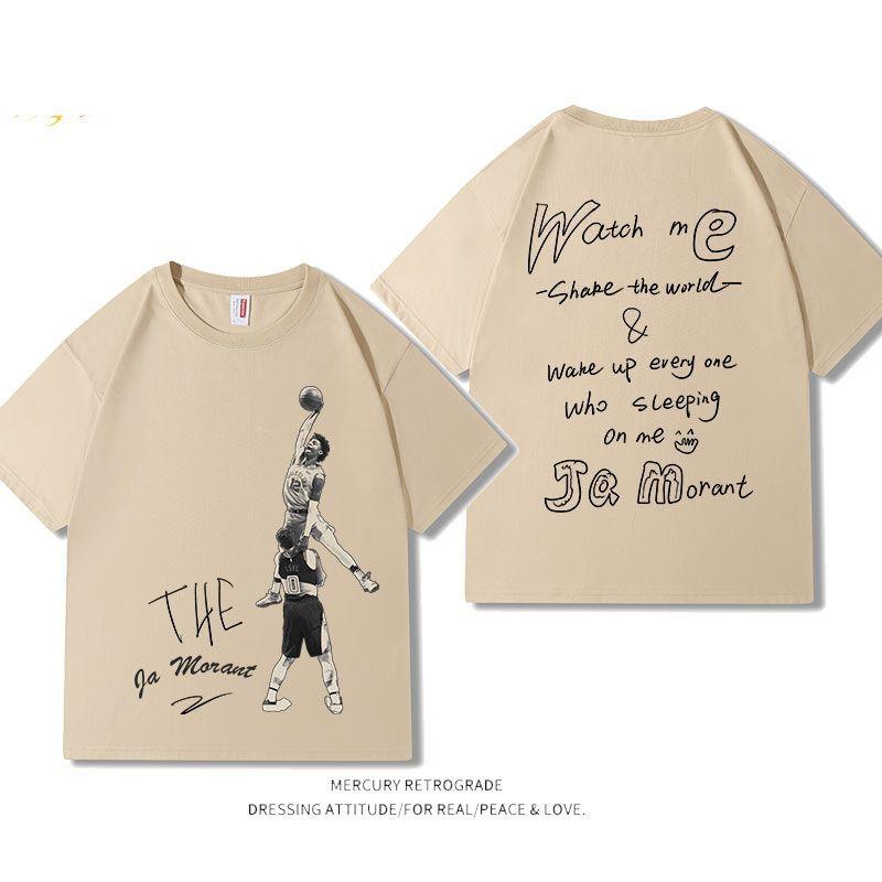 

NBA Grizzlies Jamorante Монохромная Пряжка Любовь Расписанные вручную Слова Футболка с коротким рукавом из плотного хлопка Мужская Компрессионная рубашка S