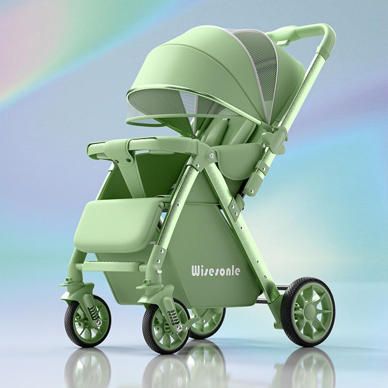 Convertible Lightweight Baby Stroller: High Landscape, Foldable, Shock-Absorbing for Sitting or Lying