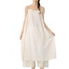 Spring/Summer 2026 Floral Print Spaghetti Strap Midi Dress - Sweet Mori Style with Lace Patchwork