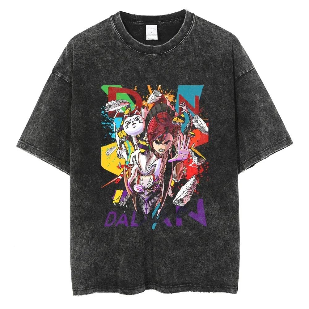 

Washed Dandadan Arrival Men Women Clothes Tee Shirt Graphic Print T-Shirts for Men Anime Short Sleeved Round Neck T-shirt S