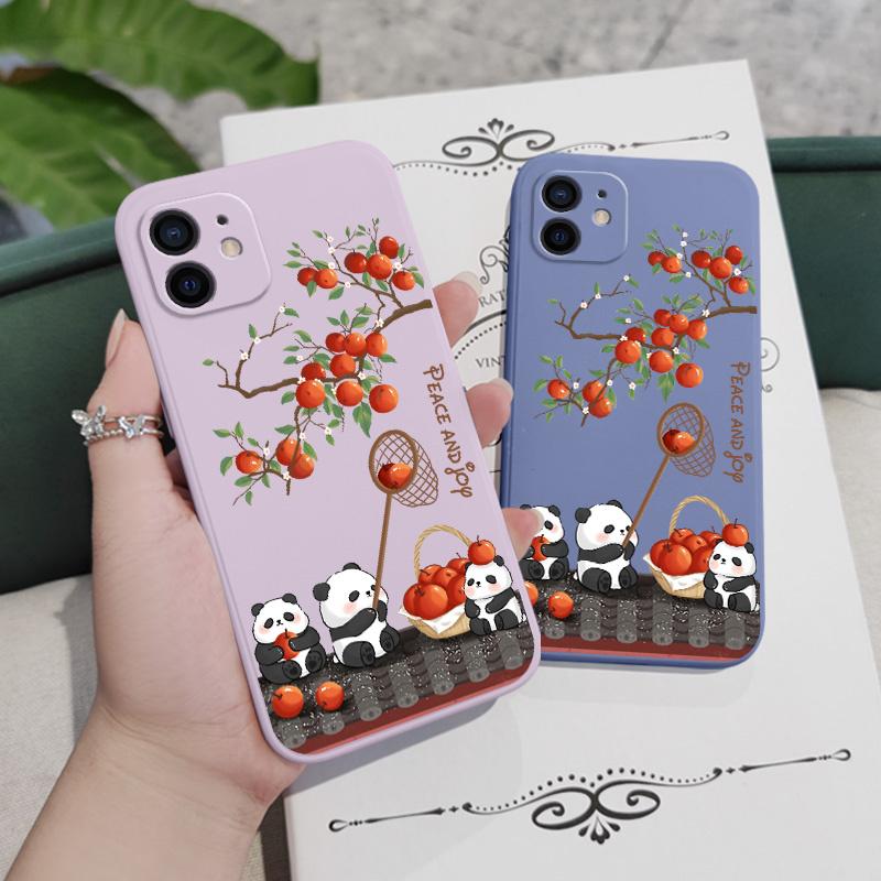 Joyful Panda Phone Case For iPhone 12 11 X XR XS 8 7 SE2 Plus Pro Max Mini Silicone Cover