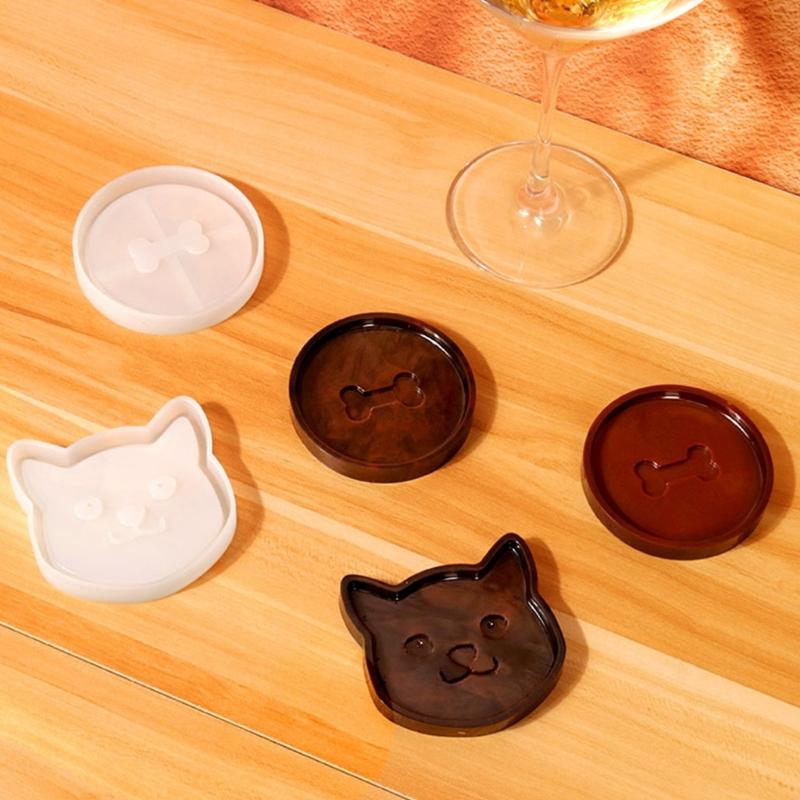 Niedliche Katzen Knochenform Untersetzer Harzformen Haustier Tassenunterlage Silikonform Hitzeschutzmatte Formen für Heimdekorationen Werkzeug