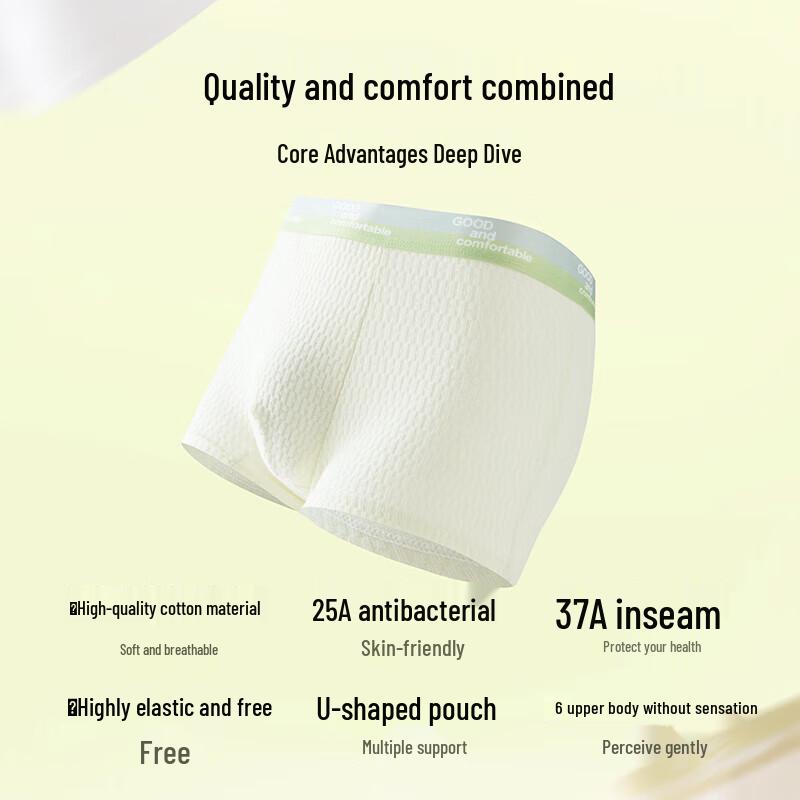 Yi Er Shuang Men's 3-Pack Antibacterial Cotton Boxer Briefs