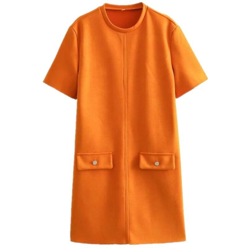 

Western Style Winter New Women clothes All-Match Suede Texture Effect Basic Model Dress 1058640 642 Dark orange L