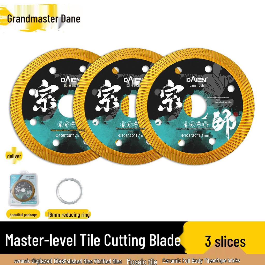 Dane Ultra-Thin Diamond Tile Cutting Disc for Chip-Free Dry Cuts On Ceramic, Marble, and Stone.