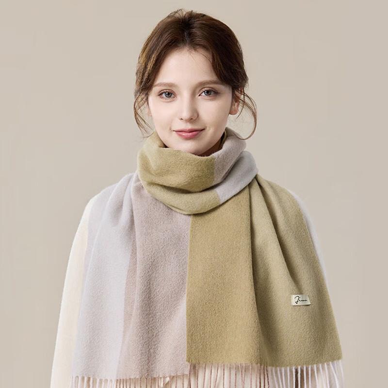 JIUMU Women's Color-Block 99% Wool Knit Scarf & Shawl