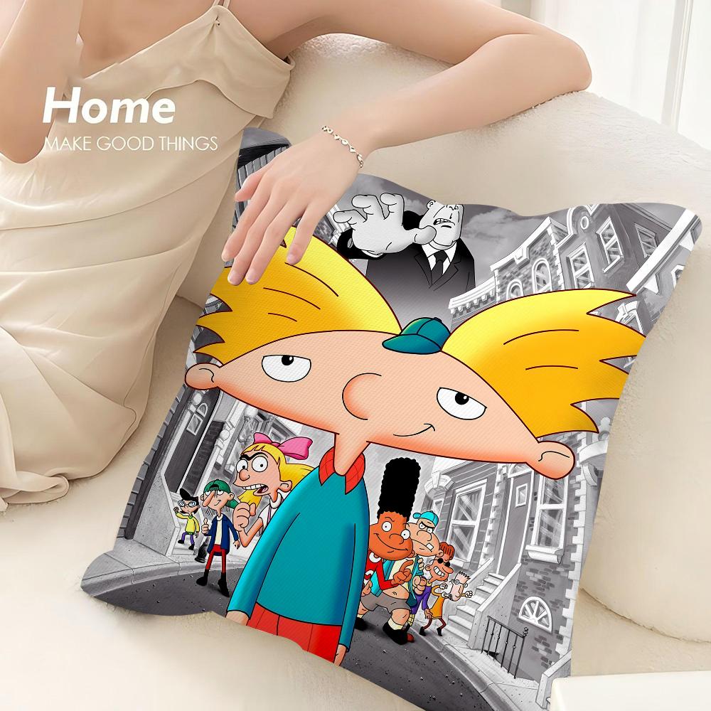 Cartoon Hey A-Arnold Pillow Case Sofa Decorative Home Double-sided Print Plush Square Throw Pillow Covers Cushion Decor Cover