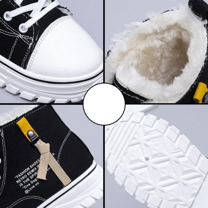 модные парусиновые зимние кроссовки женские повседневные туфли кроссовки на платформе — фото 4