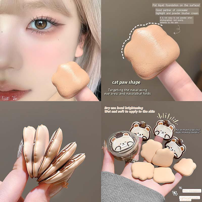 Set di 4 Mini Puff per Trucco per Dita Uso Doppio Asciutto e Bagnato Spugne Morbide per Fondotinta Cushion Applicatore Cosmetico Strumenti per Trucco