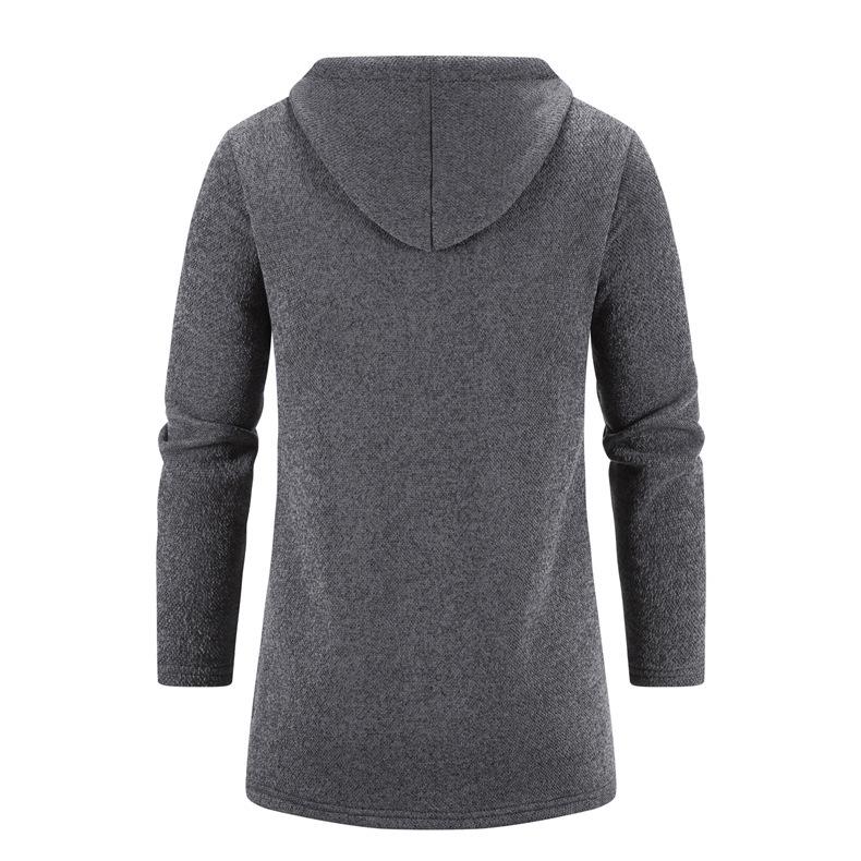 Men's Plus Velvet Hooded Knitwear Cardigan – Thickened, Windproof, Warm Mid-Length Jacket for Autumn/Winter (Middle-Aged & Elderly)