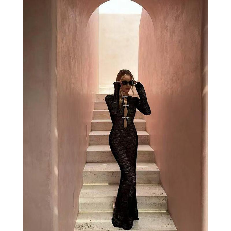 

Western Style Sexy Hollow Knit Beach dress Sexy Hollow Knit Beach Dress Black L