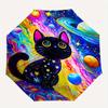 1pc Cosmic Cats Art Automatic 3-Fold Umbrella Design, Cute Cartoon Pattern, Portable Outdoor Umbrella, Perfect, Holiday Gift for Disney fans.G022