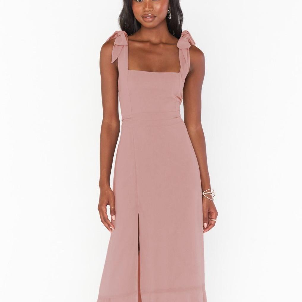 Elegant Summer Sleeveless A Line Dress With High Waist And Side Split For Office Wear