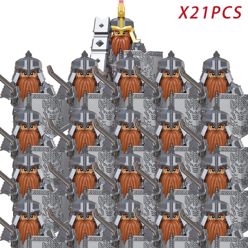 New MOC LOTR Soldier Dwarf Army Figures Armor Guard Warrior Medieval Knights Building Blocks Bricks Toys Gifts
