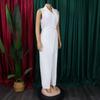 Women's Elegant and Elegant Suit Collar Waist Chain Loose Wide Leg Jumpsuit