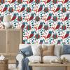 Forest Animals and Nature Wallpaper White, Turquoise and Red 50x1000