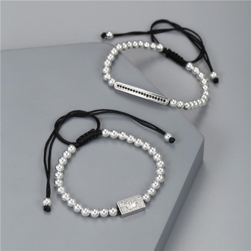 European and American retro jewelry woven bracelet Roman letter stainless steel bracelet set male, punk bracelet bracelet male