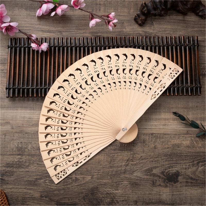 Portable Traditional Engraved Wooden Folding Fan With Lightweight Design Ideal For Cultural Celebrations