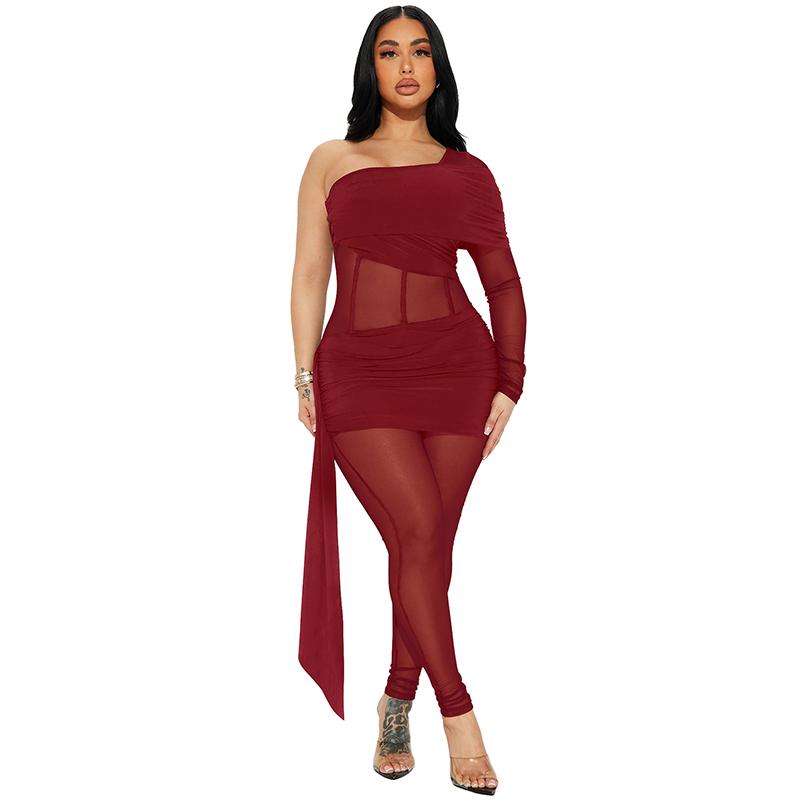 

Стильные сетчатые пэчворк облегающие сексуальные комбинезоны женские одно плечо длинный рукав комбинезон женские комбинезоны однотонные с высокой талией плиссированные женские боди 26508 XL