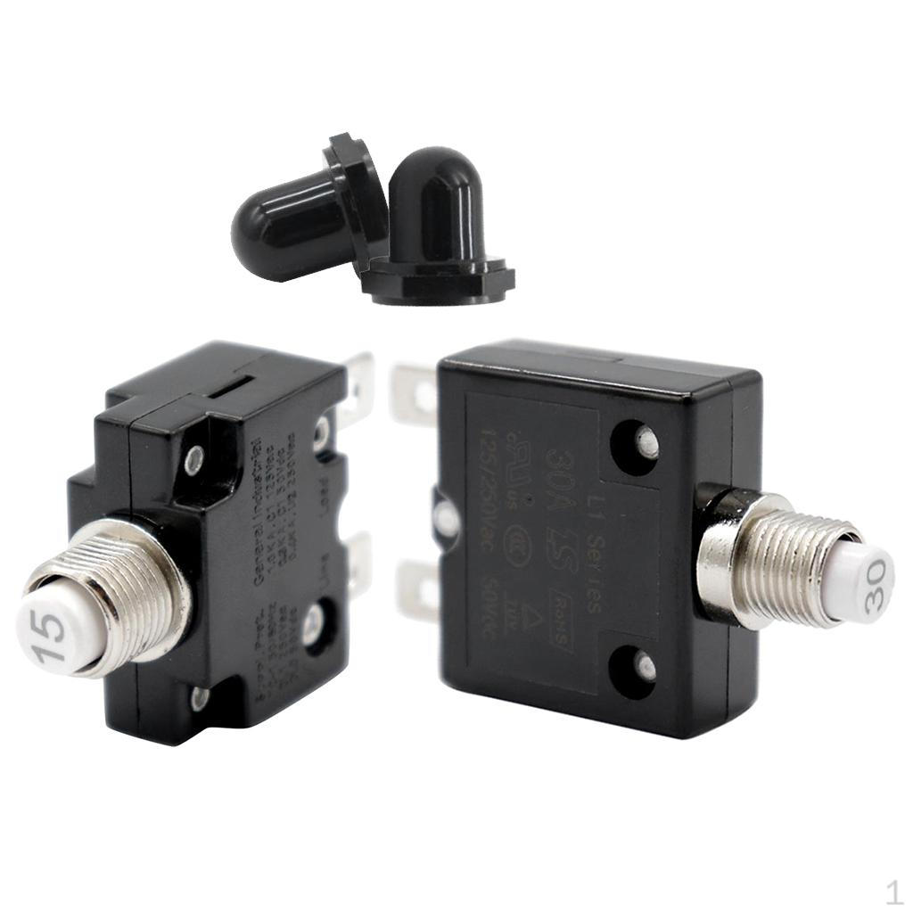2PCS 15/ Thermal Circuit Breaker with Terminal and Transparent Waterproof Button Cover