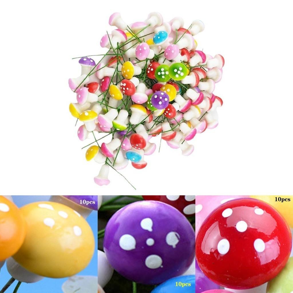 Handcrafted Foam Mushrooms In 8 Colors For Delightful Miniature Garden Art