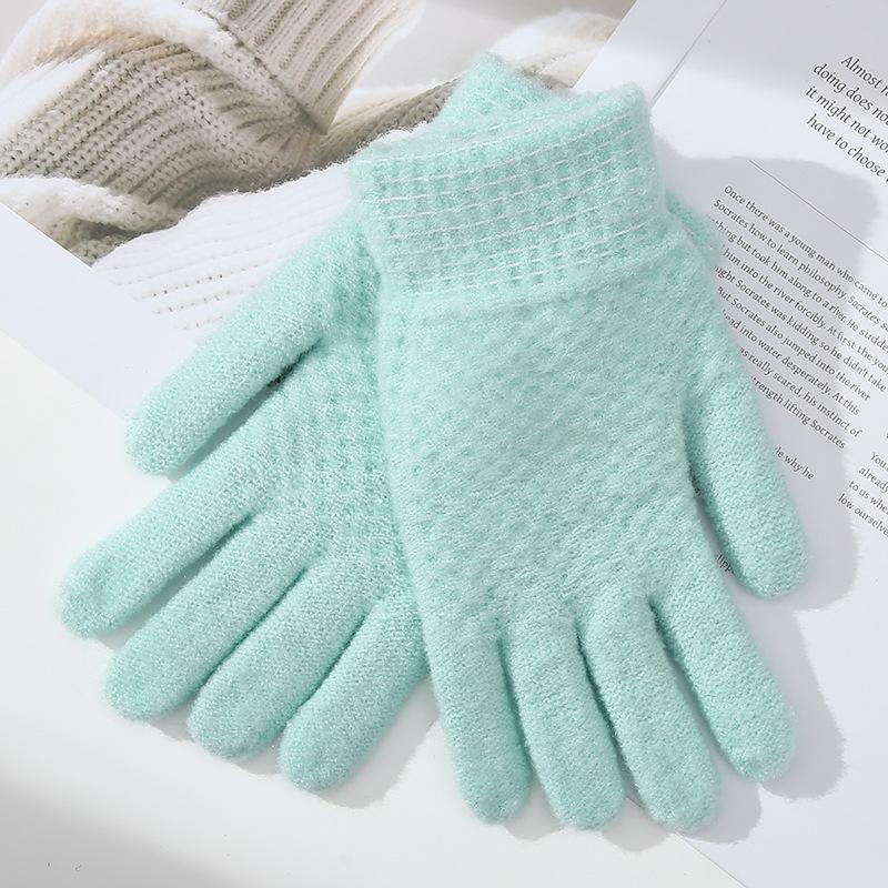 Candy Color Solid Color Warm Gloves for Women Mohair Knitted Yarn Gloves Cycling