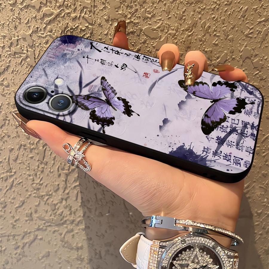 Custodia per Telefono Funda per Apple iPhone 17 Pro Max Air 15 Pro 7 8 11 12 16 13 14 XR XS MAX Farfalla Retro