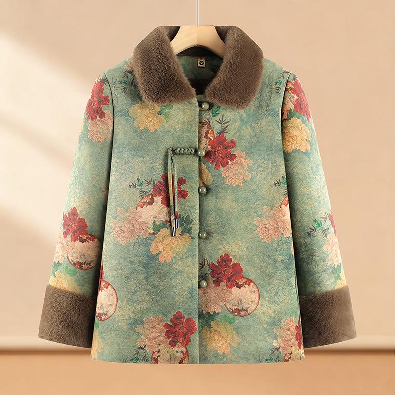 2025 New Style Cotton Jacket for Women: Grandmother Autumn-Winter Coat for Middle-aged and Elderly, Plus Velvet for Warmth
