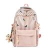 Striped Backpack with Horse Pattern and Front Pocket for School and Daily Use