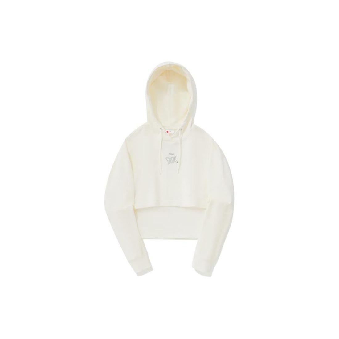 Li Ning Reignite Свитшот с вышивкой и принтом букв Свободный Худи Женские худи Off-White AWDU326-3 XL